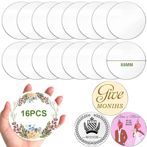 GGUFAY 16 Stücke Klare Acrylplatten, 8.8cm Runde Acrylscheibe Transparente, 0,2cm Dicke Plexiglasplatten Runde für Weihnachtsanhänger DIY Handwerk Scrapbooking Display von GGUFAY