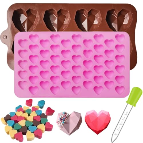 GGUFAY 2 Stücke Nuoshen Herz-Silikon-Form, Silikon-Lebensmittel-Formen, Süßigkeiten-Formen, Schokoladenformen, DIY Wachs-Schmelzformen für Backzubehör, Kuchendekoration von GGUFAY