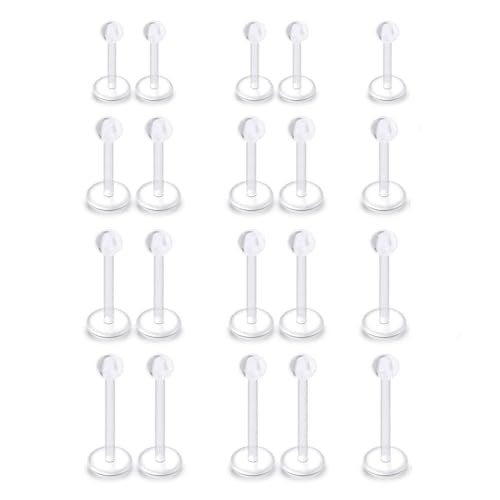 GGUFAY 20stk Plastik Lippenpiercing Labret Stecker 3mm Flexibel Piercing Lippe Monroe Helix Retainer 6mm 8mm 10mm 12mm von GGUFAY
