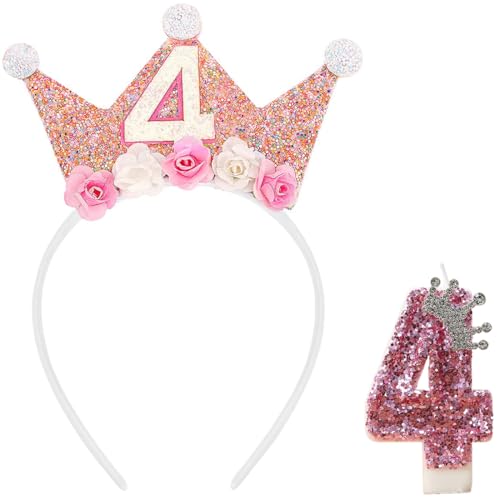 GGUFAY 4 Jahr Geburtstagskrone + Geburtstagskerzen Zahlen 4, Krone Geburtstag 4 Jahre Mädchen und Birthday Candle Nummer, 3D Tortendeko, Kuchen Dekoration für Geburtstag Party, Jubiläen GGUFAY 4 Jahr Geburtstagskrone + Geburtstagskerzen Zahlen 4, Krone Geburtstag 4 Jahre Mädchen und Birthday Candle Nummer, 3D Tortendeko, Kuchen Dekoration für Geburtstag Party, Jubiläen von GGUFAY
