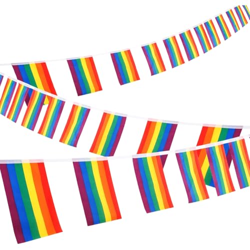 GGUFAY Pride Flag, Regenbogen Flagge, LGBTQ, Kann Draußen Verwendet Werden, 7 Meter, 25 Flaggen von GGUFAY