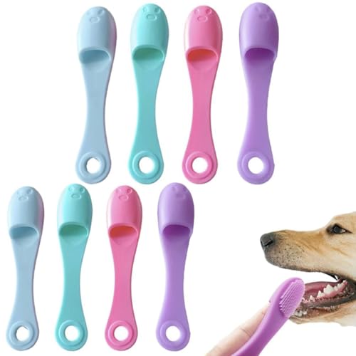 GGUFAY Zahnbürste Hund - Hundezahnbürste Fingerling - Hundezahnbürste für Kleine Hunde - Hunde Zahnpflege Zahnstein Hund - bei Mundgeruch Hund -Zahnreinigung Hund(8 Stück) von GGUFAY