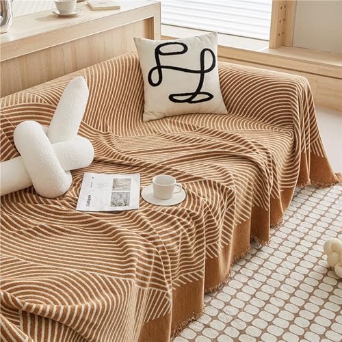 GGWYBAFS Moderner minimalistischer Sofabezug in voller Höhe, Sofaüberwurf, einfaches Design für alle Jahreszeiten, Monoblock, einfach zu installieren. (Braun, 180 x 130 cm/71 x 51 Zoll) von GGWYBAFS