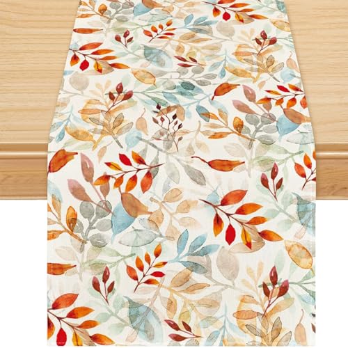 Tischläufer Herbst 33x183 cm, Blätter Tischdecke Herbst, Tischläufer Modern/Sommer, Herbstdeko Innen und Draußen, Saisonnal Küche Tisch Deko, Thanksgiving/Weihnachten Party Deko von GGXDH