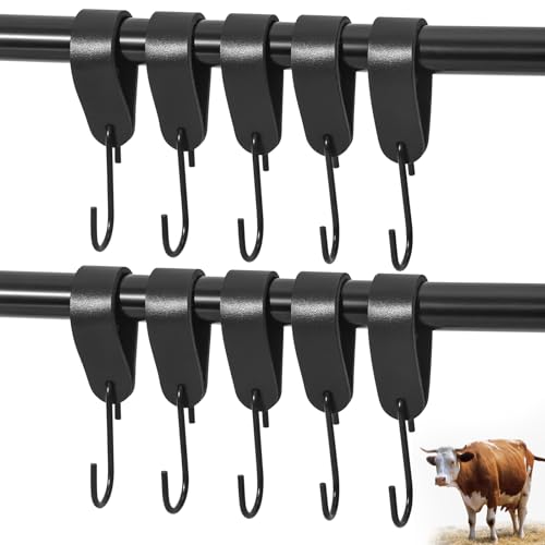 GGXZHT 10 Stück S Haken mit Schwarz Lederschlaufe - Kleiderhaken zum Einhängen aus Echtem Leder & Edelstahl- Fleischerhaken für Kleiderstangen Stange,Garderoben Badezimmer und Camping. GGXZHT 10 Stück S Haken mit Schwarz Lederschlaufe - Kleiderhaken zum Einhängen aus Echtem Leder & Edelstahl- Fleischerhaken für Kleiderstangen Stange,Garderoben Badezimmer und Camping. von GGXZHT