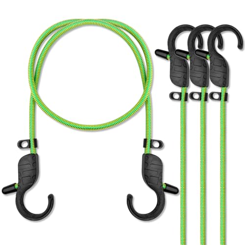 GGXZHT Spanngummi mit Haken，Extra Starke Gepäckspanner Set 4 Stück ， verstellbar Expander mit Kleiderhakenhaken， für ladungssicherung、Camping wohnmobil zubehör，zeltspanner.（Greener ） von GGXZHT