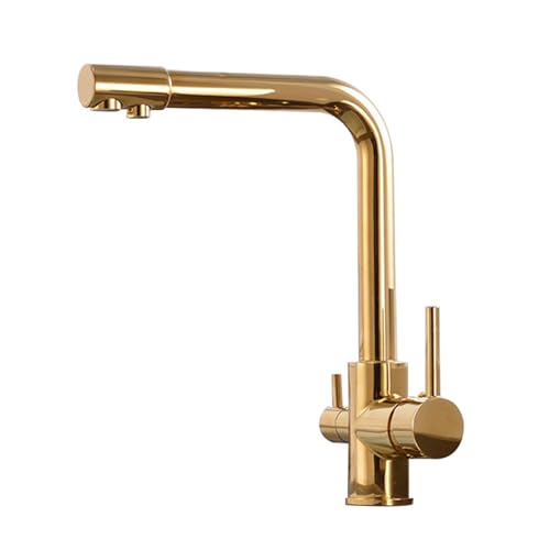 ACLIPS Waschbecken Zapftaps 3 Wege Küchenarmatur Messing 2 Griffe Wasserkalt und heißer rotierender Mixer Küche, ACLIPS Waschbecken Zapftaps 3 Wege Küchenarmatur Messing 2 Griffe Wasserkalt und heißer rotierender Mixer Küche, von GGYTMQL