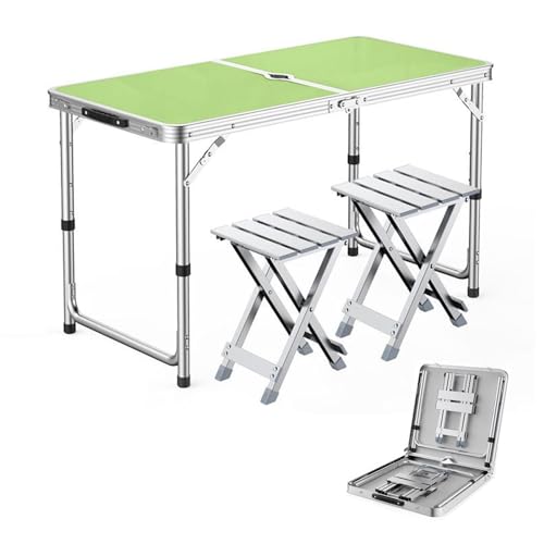 GGYTMQL 3PCS Campingfell Erholung Klapphocker Set mit hochverstellbaren Tischfaltable tragbarer Picknicktisch mit 2 Hockern für Grillgartenpartys von GGYTMQL