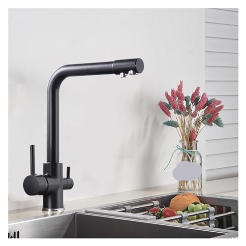 GGYTMQL Brass Drei Funktionen Drei Funktionen Einzel Heißes und kaltes Wasser Countertop Küchenmontiert Tap-out Tap (Black-01) von GGYTMQL
