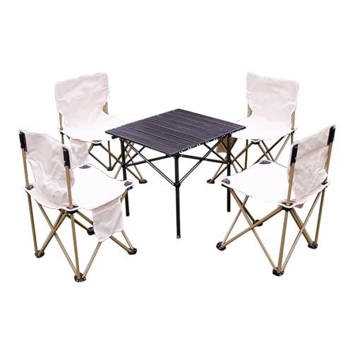 GGYTMQL Camping-Klapptisch und Airs-Set, Aluminiumtisch mit Aluminium-Roll-up-Tischplatte, tragbare Faltbare Luftluft mit einfacher Tragetasche für Innen- und Außenbereiche von GGYTMQL