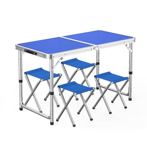 GGYTMQL Campingfell Erholung Klapphocker mithilfe von Höhe Einstellbarer Tisch Faltbarer tragbarer Picknicktisch mit Oxford -Stoffhockern für den Innen im Freien im Freien von GGYTMQL