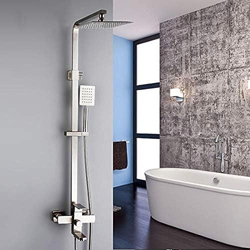 GGYTMQL Duschkopf Luxus Wandmontage Edelstahl Regendusche Armaturen Set System Kaltes Warmwasser Quadratisch Handbrause von GGYTMQL