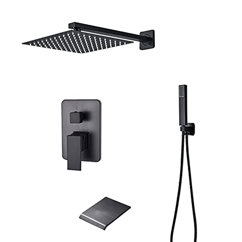 GGYTMQL Duschsystem mit Wannenauslauf, Wandmontage, Duscharmatur-Set mit 25,4 cm Regenduschkopf, Handbrause-Set, Bad-Duscharmatur, Schwarz, C, C GGYTMQL Duschsystem mit Wannenauslauf, Wandmontage, Duscharmatur-Set mit 25,4 cm Regenduschkopf, Handbrause-Set, Bad-Duscharmatur, Schwarz, C, C von GGYTMQL