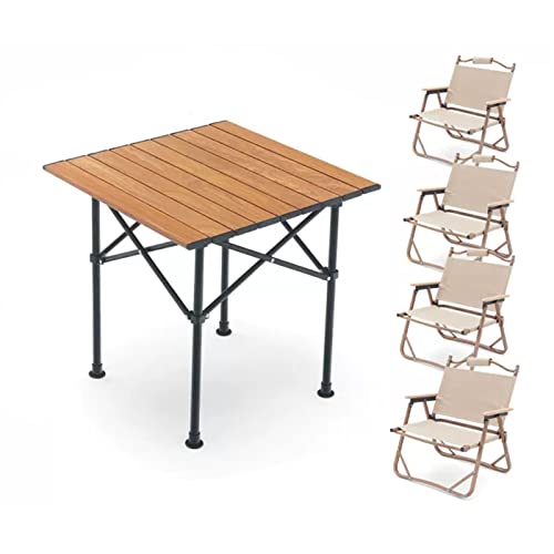 GGYTMQL Klappende Terrasse im Freien, Falttisch und Airs -Set, tragbare Camping -Picknicktisch und Airs, Terrasse Bistro -Tisch und Garten Hinterhofluft von GGYTMQL