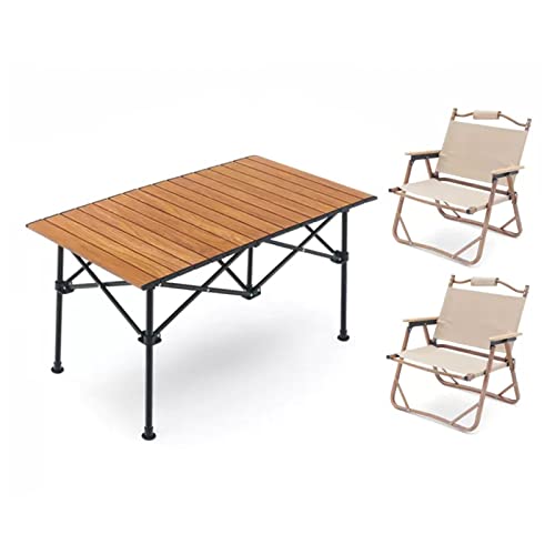 GGYTMQL Klappende Terrasse im Freien, Falttisch und Airs -Set, tragbare Camping -Picknicktisch und Airs, Terrasse Bistro -Tisch und Garten Hinterhofluft von GGYTMQL