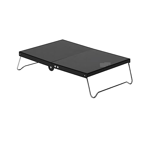 GGYTMQL Klappertisch Aluminium Wanderwanderung Kletterfischerei Picknicktisch Pliante Outdoor Klapptisch Hitzeschild Mini Tragbare Campingzubehör (Farbe: Schwarz) von GGYTMQL