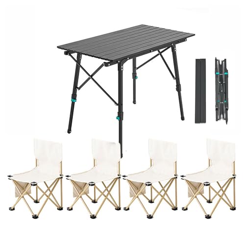 GGYTMQL Klappertisch und Airs, einverstellbarer Höhenklapptisch mit Roll-up-Tischplatte, tragbarer Leichter Picknicktischluft Set für Outdoor, Bea, Backyards Party GGYTMQL Klappertisch und Airs, einverstellbarer Höhenklapptisch mit Roll-up-Tischplatte, tragbarer Leichter Picknicktischluft Set für Outdoor, Bea, Backyards Party von GGYTMQL