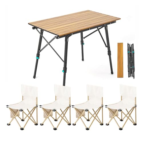 GGYTMQL Klappertisch und Airs, einverstellbarer Höhenklapptisch mit Roll-up-Tischplatte, tragbarer Leichter Picknicktischluft Set für Outdoor, Bea, Backyards Party GGYTMQL Klappertisch und Airs, einverstellbarer Höhenklapptisch mit Roll-up-Tischplatte, tragbarer Leichter Picknicktischluft Set für Outdoor, Bea, Backyards Party von GGYTMQL
