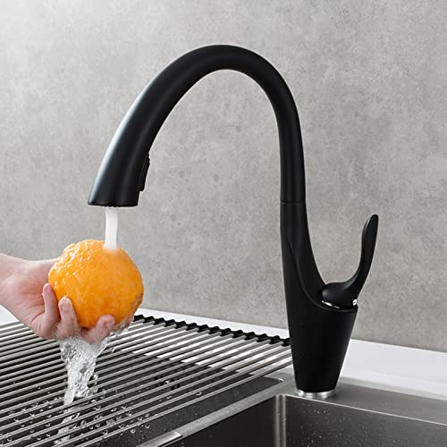 GGYTMQL Küchenarmatur mit herausziehbarem Sprühkopf, Messing, schwenkbar, für heißes und kaltes Wasser, Schwarz GGYTMQL Küchenarmatur mit herausziehbarem Sprühkopf, Messing, schwenkbar, für heißes und kaltes Wasser, Schwarz von GGYTMQL