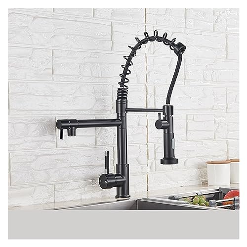 GGYTMQL Messing Dreifunktion Einhandgriff heißes und kaltes Wasser Wasserhahn Arbeitsplatte montiert Küchenarmatur Auszug Mischer Wasserhahn (Black-01) von GGYTMQL
