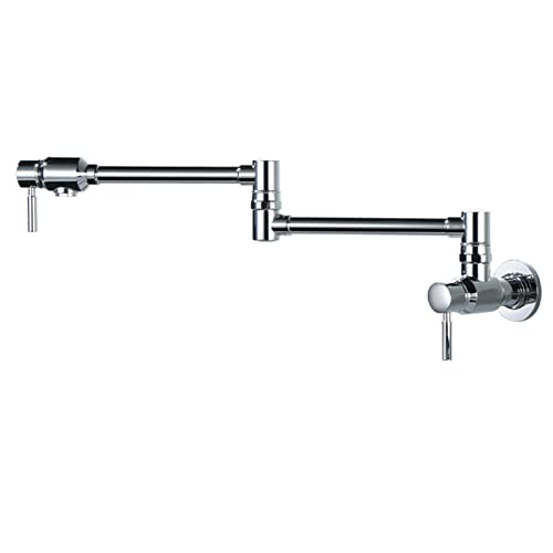 GGYTMQL Messingküche 360 ° schwenkbarer Klapptopf Füllhahn mit Doppelverbindung Schwenkarme, Wandmontage einfache kalte Spüle Wasserhahn mit 2 Griffen, Chrom (Chrom) von GGYTMQL
