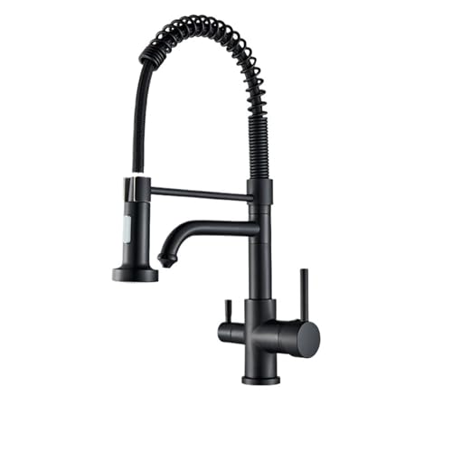GGYTMQL Nickel Chrom Küchenspüle Faucet Purified Rotation Kaltmixer Dual Handle Tap Deck Berg Frühling Drink Fuets (Brushnadeln Nickel) von GGYTMQL