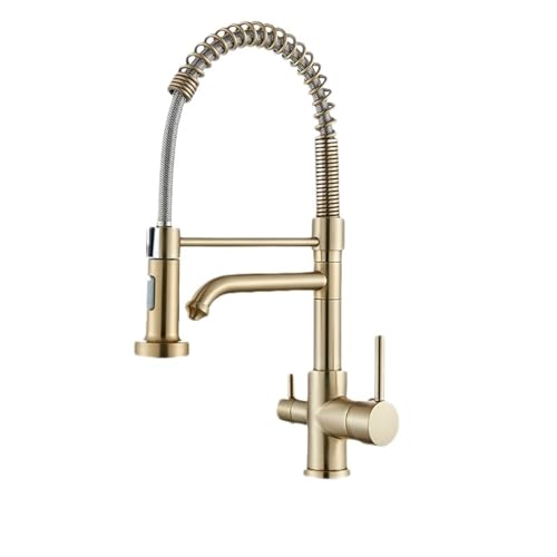 GGYTMQL Nickel Chrom Küchenspüle Wasserhahn Rotation, gereinigt, Kaltmischer mit Doppelgriff Brückenbrücke von GGYTMQL