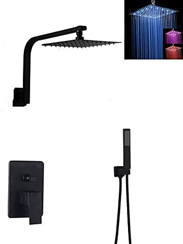 GGYTMQL Schwarzes Duschset Badezimmer Wasserhahn Wand Dusche Arm Umsteller Mixer Handbrause Sets mit 20,3 cm Rian Duschkopf von GGYTMQL