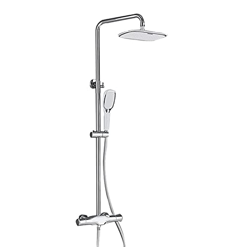 GGYTMQL Thermostat-Duscharmatur-Set, Regenduschkopf mit Dual-Modus-Handbrause, Badezimmer-Duscharmatur, Wandmontiertes Duschsystem mit Auslauf von GGYTMQL