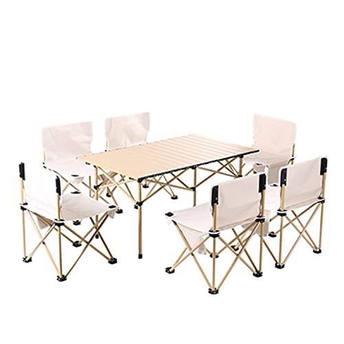 GGYTMQL Tragbarer Camping -Tisch und Luft, Aluminiumklapppicknicktisch tragbarer Klapptisch mit 2、4、6 Sitzen für Außen-, Camping-, Essensfeierlichkeiten, Grillparty, 4 Seats (6 Seats) von GGYTMQL