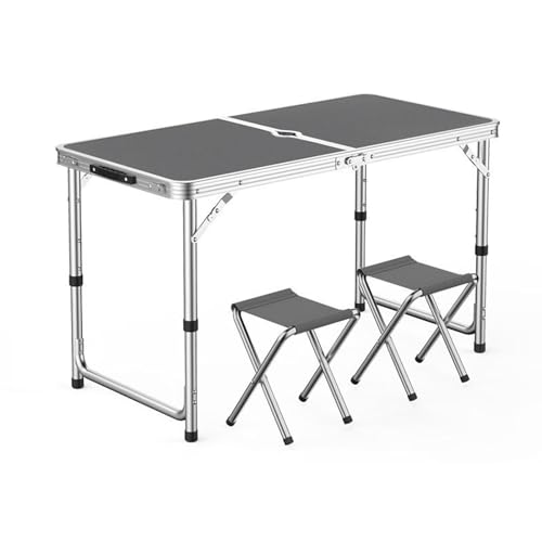 GGYTMQL Tragbarer Klappcamping -Picknicktisch und Lufthocker Set aus 3 faltbarem verstellbarem Gartentisch mit Oxford -Stoff Rasenhocker für Garten im Freien von GGYTMQL