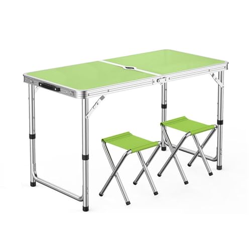 GGYTMQL Tragbarer Klappcamping -Picknicktisch und Lufthocker Set aus 3 faltbarem verstellbarem Gartentisch mit Oxford -Stoff Rasenhocker für Garten im Freien von GGYTMQL