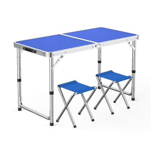 GGYTMQL Tragbarer Klappcamping -Picknicktisch und Lufthocker Set aus 3 faltbarem verstellbarem Gartentisch mit Oxford -Stoff Rasenhocker für Garten im Freien von GGYTMQL