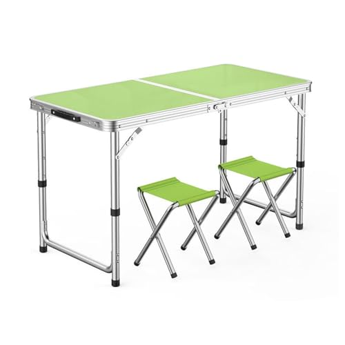 GGYTMQL Tragbarer Klappcamping -Picknicktisch und Lufthocker Set aus 3 faltbarem verstellbarem Gartentisch mit Oxford -Stoff Rasenhocker für Garten im Freien von GGYTMQL