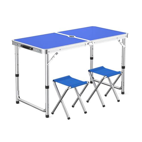 GGYTMQL Tragbarer Klappcamping -Picknicktisch und Lufthocker Set aus 3 faltbarem verstellbarem Gartentisch mit Oxford -Stoff Rasenhocker für Garten im Freien von GGYTMQL