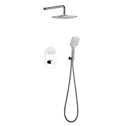 GGYTMQL Verdeckter Thermostatmischer für Badezimmer Duscharmatur System Rechteckig ABS Regenduschkopf Set Duscharmatur Mischbatterie für Badezimmer von GGYTMQL