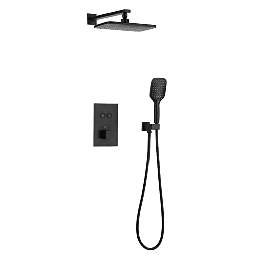 GGYTMQL Verdeckter Thermostatmischer für Badezimmer Duscharmatur System Rechteckig ABS Regenduschkopf Set Duscharmatur Mischbatterie für Badezimmer von GGYTMQL