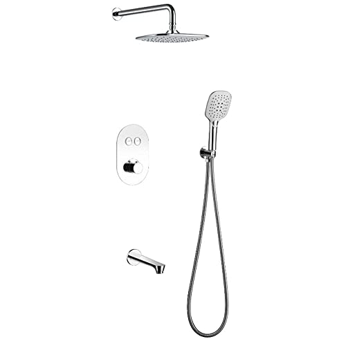 GGYTMQL Verdeckter Thermostatmischer für Badezimmer Duscharmatur System Rechteckig ABS Regenduschkopf Set Duscharmatur Mischbatterie für Badezimmer von GGYTMQL