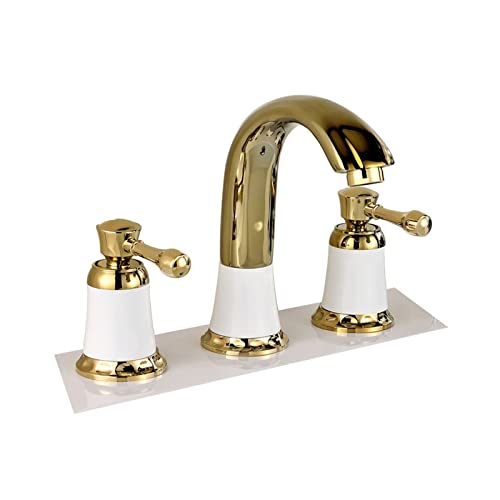 GGYTMQL Wandmontiertes Badezimmer WC Waschbecken Wasserhahn heiß und kalt Einzelhebel Wasserfall Becken Wasserhahn Gesamt Messing (Farbe: matt Gold) von GGYTMQL