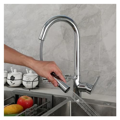 GGYTMQL Wasserhahn, grauer Pull Down Kitchen Wasserhahn Eingriff High Arc Swan-Hals Moderne Küchenspüle Wasserhähnen mit Lagerregal Beauty Comes Come Coming von GGYTMQL