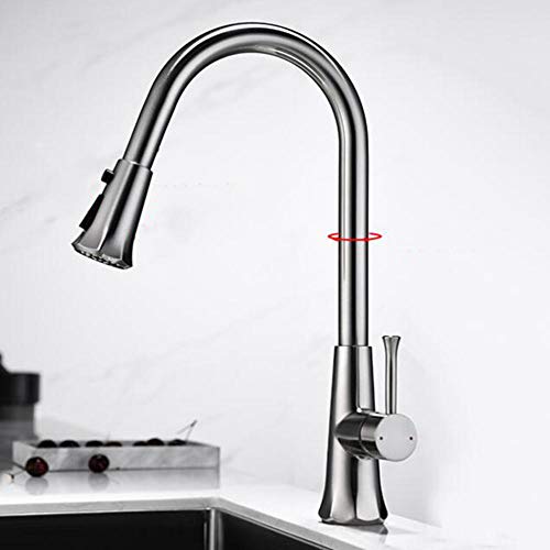 Küche Zapfhähne mit Auszugsspraykopf, Küchenspüle Tap Messing Waschbecken Heißer und kaltes Wasserhahn spritzsicher 360 ° Schwenk 2 Sprühmodi Küchenmixer Tap-Chrom Küche Zapfhähne mit Auszugsspraykopf, Küchenspüle Tap Messing Waschbecken Heißer und kaltes Wasserhahn spritzsicher 360 ° Schwenk 2 Sprühmodi Küchenmixer Tap-Chrom von GGYTMQL