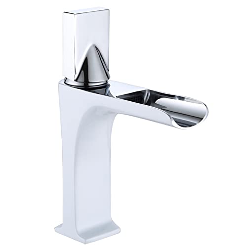 Küchenarmatur, Küchenspüle Wasserhähnen Wasserfall Bad Becken Wasserhahn fester Messing Heißer kalter Waschbecken Mixer Leitungswasserfall Ausguss Badezimmer Wasserhahn mit einem Griff schwarz (Farbe von GGYTMQL