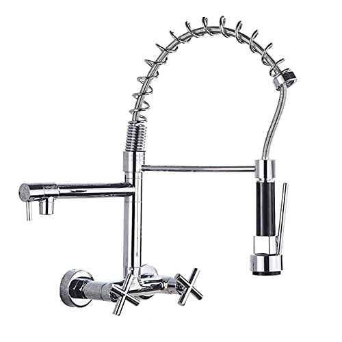 Küchenarmatur 360 ° Schwenkküchenspüle Wasserhahn mit Auszug Sprühgerät Messing Down Kitchen -Tap Doppelgriff Heiße und kalte Küchenspüle Mixer, Wandhalterung, Schwarz (Farbe: Pinsel Küchenarmatur 360 ° Schwenkküchenspüle Wasserhahn mit Auszug Sprühgerät Messing Down Kitchen -Tap Doppelgriff Heiße und kalte Küchenspüle Mixer, Wandhalterung, Schwarz (Farbe: Pinsel von GGYTMQL