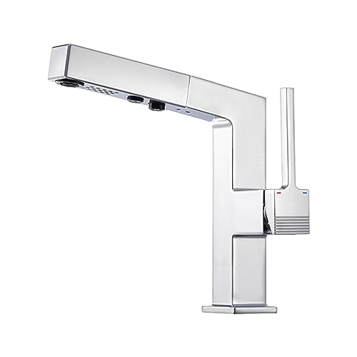Moderne Messing Waschbecken Wasserhahn mit Auszug Sprühgerät und Eingriff Heißer und kaltes Wassermischer -Fass für den Waschtisch -Duschmodus inklusive Weiß Moderne Messing Waschbecken Wasserhahn mit Auszug Sprühgerät und Eingriff Heißer und kaltes Wassermischer -Fass für den Waschtisch -Duschmodus inklusive Weiß von GGYTMQL