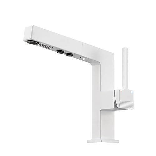 Moderne Messing Waschbecken Wasserhahn mit Auszug Sprühgerät und Eingriff Heißer und kaltes Wassermischer -Fass für den Waschtisch -Duschmodus inklusive Weiß Moderne Messing Waschbecken Wasserhahn mit Auszug Sprühgerät und Eingriff Heißer und kaltes Wassermischer -Fass für den Waschtisch -Duschmodus inklusive Weiß von GGYTMQL