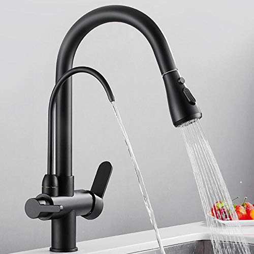 Wasserhähne, 3-Wege-Wasserfilter Tap Kitchen-Wasserhähne 3 in 1 Küchenspüle Mixer Tap Messing Küche Ausziehhahn Heiße und kaltes reines Wasser 360 ° Rotation 2 Funktionen Filter Küchenarmatur/Blac Wasserhähne, 3-Wege-Wasserfilter Tap Kitchen-Wasserhähne 3 in 1 Küchenspüle Mixer Tap Messing Küche Ausziehhahn Heiße und kaltes reines Wasser 360 ° Rotation 2 Funktionen Filter Küchenarmatur/Blac von GGYTMQL