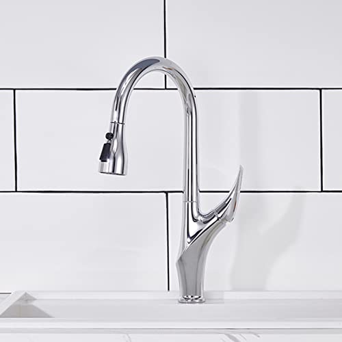 Wasserhähne, Küchenspüle Haken mit Pull -Spray -Messing 360 ° Rotation Heiße und kaltes Wasser Multifunktion Küchenmischer Tipp/Weiß von GGYTMQL