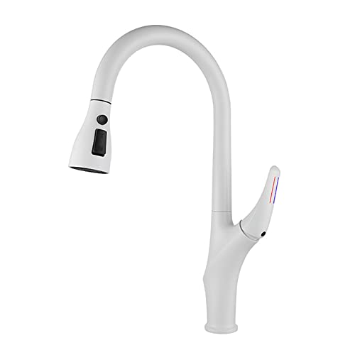 Wasserhähne, Küchenspüle Haken mit Pull -Spray -Messing 360 ° Rotation Heiße und kaltes Wasser Multifunktion Küchenmischer Tipp/Weiß von GGYTMQL