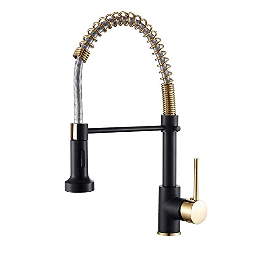 Water-Tap Bad Bad Waschbecken Hahnküchende Specet Tap Sppull Out Küchenarmatur Nickel Pull Down Küchenspüle Wasserhahn Heiße Kälte Total Messing Küchenmischer Tipp/Stil 5 Schwarz (Stil 1 Gold) (Stift von GGYTMQL