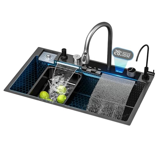 Küchenspüle Küchenspüle Spülbecken Spülbecken Intelligente Zwei-Wasserfall-Küchenspüle Edelstahl-Küchenspüle Digitale Anzeige Spüle (Color : A, Size : 80 * Küchenspüle Küchenspüle Spülbecken Spülbecken Intelligente Zwei-Wasserfall-Küchenspüle Edelstahl-Küchenspüle Digitale Anzeige Spüle (Color : A, Size : 80 * von GGYYQQ